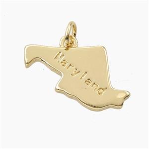 Copper Maps Of Maryland Pendant Gold Plated, approx 12-19mm