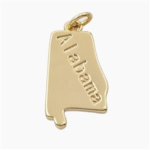 Copper Maps Of Alabama Pendant Gold Plated, approx 12-19mm