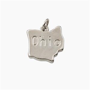 Copper Maps Of Ohio Pendant Platinum Plated, approx 14-15mm