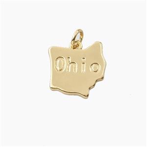 Copper Maps Of Ohio Pendant Gold Plated, approx 14-15mm