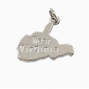 Copper Maps Of West Virginia Pendant Platinum Plated, approx 13-18mm