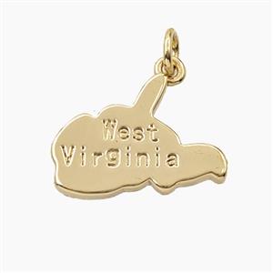 Copper Maps Of West Virginia Pendant Gold Plated, approx 13-18mm