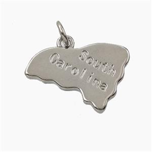 Copper Maps Of South Carolina Pendant Platinum Plated, approx 13-20mm