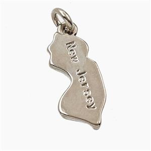 Copper Maps Of New Jersey Pendant Platinum Plated, approx 9-19mm
