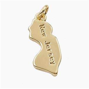 Copper Maps Of New Jersey Pendant Gold Plated, approx 9-19mm