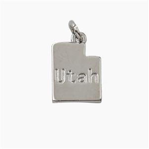 Copper Maps Of Utah Pendant Platinum Plated, approx 11-14mm