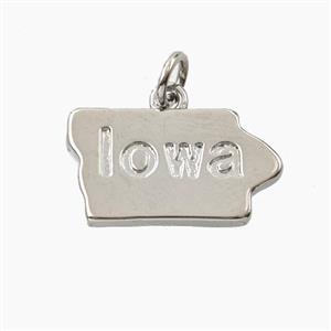Copper Maps Of iowa Pendant Platinum Plated, approx 10-18mm