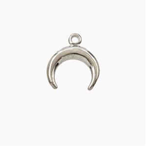 Copper Crescent Moon Pendant Platinum Plated, approx 11mm