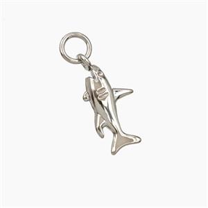 Copper Shark Pendant Platinum Plated, approx 8-13.5mm