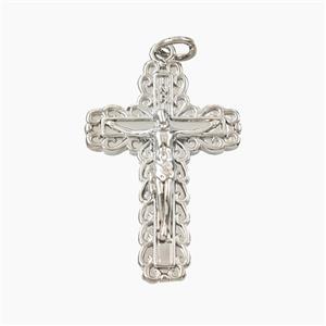 Copper Crucifix Cross Pendant Platinum Plated, approx 18-27