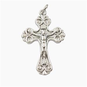 Copper Crucifix Cross Pendant Platinum Plated, approx 20-28mm