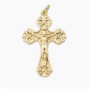 Copper Crucifix Cross Pendant Gold Plated, approx 20-28mm