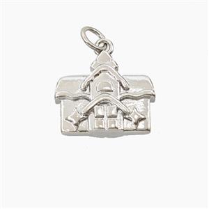 Copper House Pendant Platinum Plated, approx 14-16mm