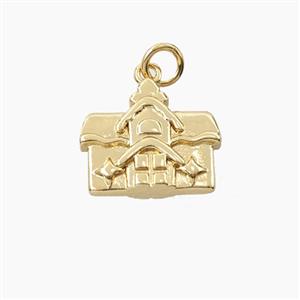 Copper House Pendant Gold Plated, approx 14-16mm