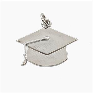 Copper Graduation Cap Pendant Platinum Plated, approx 14-21mm
