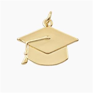 Copper Graduation Cap Pendant Gold Plated, approx 14-21mm
