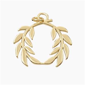 Copper Laurel Wreath Pendant Gold Plated, approx 20-23mm