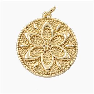 Copper Mandala Flower Pendant Gold Plated, approx 21mm