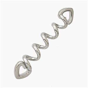 Copper Spiral Heart Connector Platinum Plated, approx 9-46mm