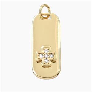 Copper Rectangle Cross Pendant Pave Zirconia Gold Plated, approx 9-22mm