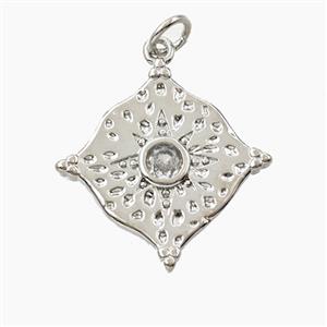 Copper Star Pendant Pave Zirconia Platinum Plated, approx 21mm