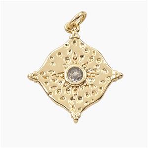 Copper Star Pendant Pave Zirconia Gold Plated, approx 21mm