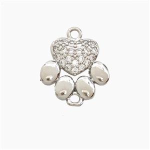 Copper Paws Connector Pave Zirconia Platinum Plated, approx 13-14mm