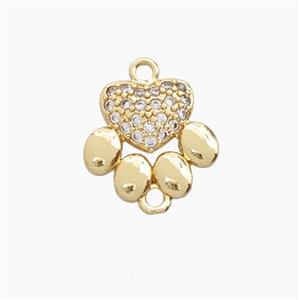 Copper Paws Connector Pave Zirconia Gold Plated, approx 13-14mm
