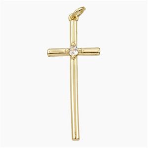 Copper Cross Pendant Pave Zirconia Gold Plated, approx 15-35mm