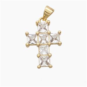 Copper Cross Pendant Pave Zirconia Gold Plated, approx 14-19mm