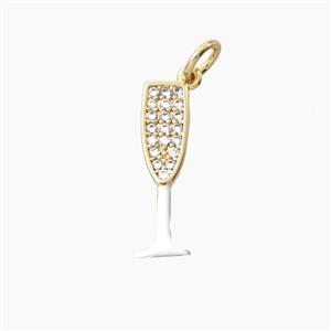 Wine Glass Charms Copper Pendant Pave Zirconia Enamel Cup Gold Plated, approx 5-17.5mm