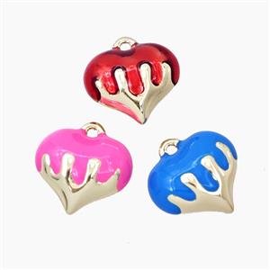 Copper Heart Pendant Enamel Gold Plated Mixed, approx 15mm