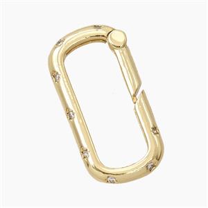 Copper Carabiner Clasp Pave Zirconia Gold Plated, approx 14-25mm