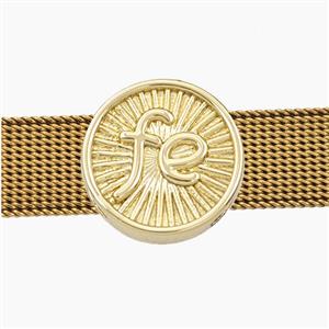 Copper Fe Beads Flat Hole Coin Gold Plated, approx 15.5mm, 3-11mm hole