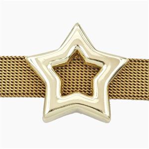 Copper Star Beads Flat Hole Gold Plated, approx 24mm, 4-18mm hole