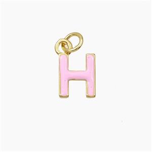Copper Letter-H Pendant Enamel Gold Plated, approx 8-10mm