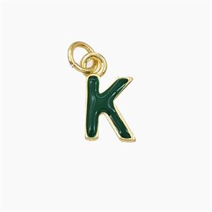 Copper Letter-K Pendant Enamel Gold Plated, approx 8-10mm