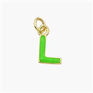 Copper Letter-L Pendant Enamel Gold Plated, approx 8-10mm