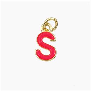 Copper Letter-S Pendant Enamel Gold Plated, approx 8-10mm