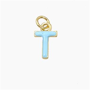 Copper Letter-T Pendant Enamel Gold Plated, approx 8-10mm