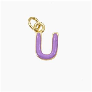 Copper Letter-U Pendant Enamel Gold Plated, approx 8-10mm