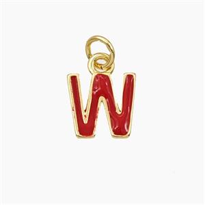 Copper Letter-W Pendant Enamel Gold Plated, approx 8-10mm