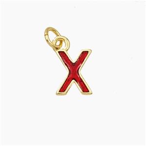 Copper Letter-X Pendant Enamel Gold Plated, approx 8-10mm