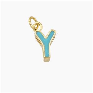 Copper Letter-Y Pendant Enamel Gold Plated, approx 8-10mm