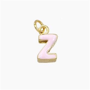Copper Letter-Z Pendant Enamel Gold Plated, approx 8-10mm