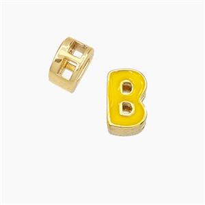 Copper Letter-B Beads Enamel 2Holes Gold Plated, approx 5-8mm, 3mm hole