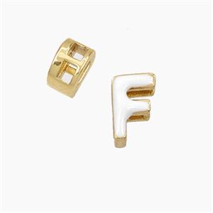 Copper Letter-F Beads Enamel 2Holes Gold Plated, approx 5-8mm, 3mm hole