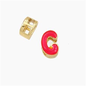 Copper Letter-G Beads Enamel 2Holes Gold Plated, approx 5-8mm, 3mm hole