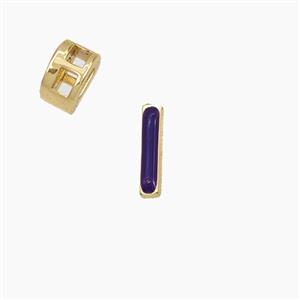 Copper Letter-I Beads Enamel 2Holes Gold Plated, approx 5-8mm, 3mm hole