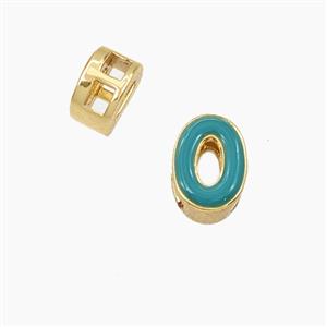 Copper Letter-O Beads Enamel 2Holes Gold Plated, approx 5-8mm, 3mm hole